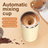 Light Yellow 316 Stainless Steel Rechargeable Electric Self-Stirring Mug - 420ml Automatic Mixing Cup with Magnetic Rotor