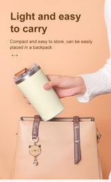 Light Blue 316 Stainless Steel Rechargeable Electric Self-Stirring Mug - 400ml Automatic Mixing Cup with Magnetic Rotor