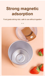 Dark Blue 316 Stainless Steel Rechargeable Electric Self-Stirring Mug - 420ml Automatic Mixing Cup with Magnetic Rotor - Rear View
