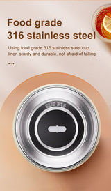 Dark Blue 316 Stainless Steel Rechargeable Electric Self-Stirring Mug - 420ml Automatic Mixing Cup with Magnetic Rotor - Close-Up Angle
