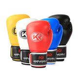 Yellow And Silver Durable 8oz PU Leather Boxing Gloves - Padded & Ventilated for Training - Front View
