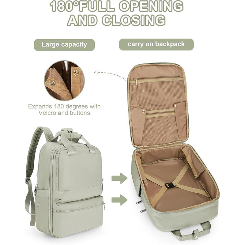 Green Large Capacity Travel Laptop Backpack - Sleek Business Shoulder Bag with Padded Compartment