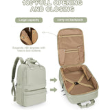Khaki Large Capacity Travel Laptop Backpack - Sleek Business Shoulder Bag with Padded Compartment - Front View