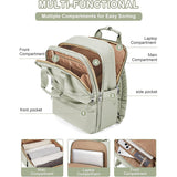 Khaki Large Capacity Travel Laptop Backpack - Sleek Business Shoulder Bag with Padded Compartment - Top-Down View