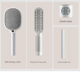 Rose Red 4-Piece Set Women's Air Cushion Comb for Long Hair Anti-Static Detangling Massage Scalp Comb Portable Fluffy Styling Brush - Side View