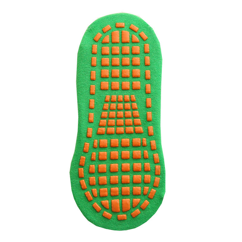 Ten Pairs Of Green Kids Non-Slip Trampoline Socks for Playground Early Education and Yoga Unisex Anti-Skid Floor Socks for 1-5 Years