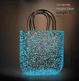 Small Tote Bubble Bag Luminous INS-Style Glass Vase Modern Minimalist Hydroponic Flower Holder Creative Desktop Decorative Floral Arrangement - Front View