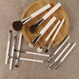 White 13-Piece Makeup Brush Set - Professional Eyeshadow, Concealer, Powder & Blush Brushes with Soft Fiber Bristles - Front View