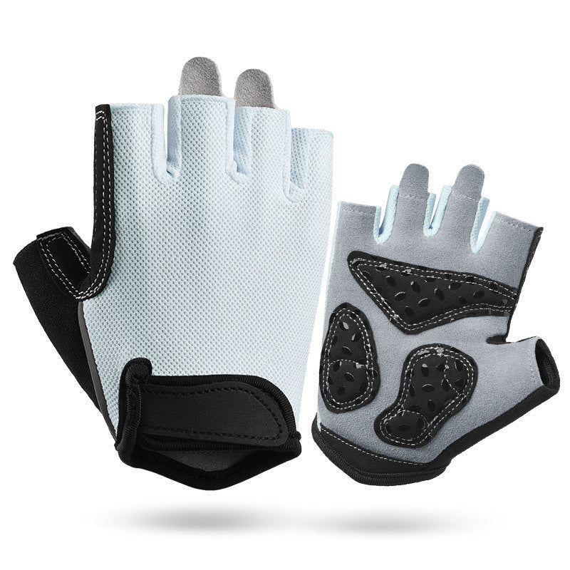 M Grey Women's Summer Cycling Gloves - Breathable Half-Finger Non-Slip Fitness Training Gloves for Weightlifting