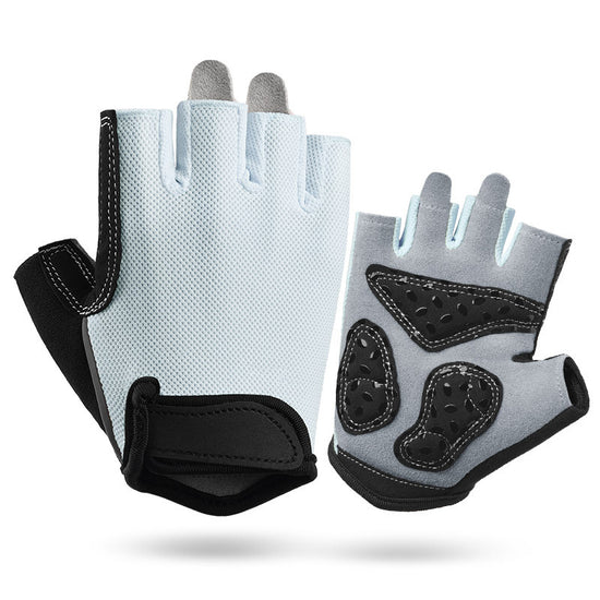 L Grey Women's Summer Cycling Gloves - Breathable Half-Finger Non-Slip Fitness Training Gloves for Weightlifting