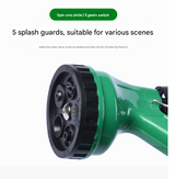 10m Retractable Spring Garden Hose with 5-Function Spray Gun - EVA Burst-Proof Watering Hose for Car Washing - Top-Down View