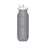 Grey Portable Silicone Collapsible Water Bottle - Foldable Sports Cup for Cycling and Outdoor Fitness