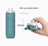 Pink Portable Silicone Collapsible Water Bottle - Foldable Sports Cup for Cycling and Outdoor Fitness - Front View