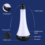 Multifunctional Fly Repeller Fan with LED Light - Rechargeable Outdoor Hanging Mosquito Repellent Fan - Side View