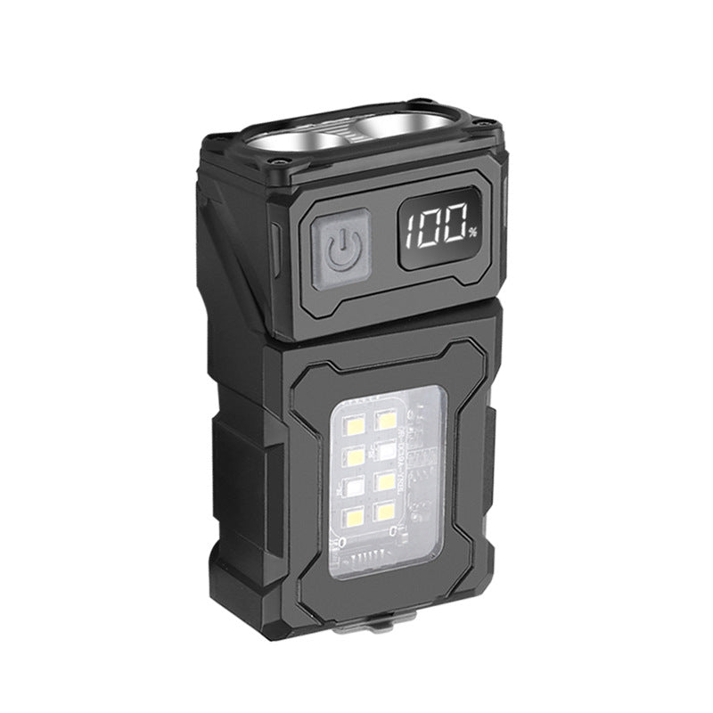 COB+LED Work Light with Digital Display - 180 Degree Rotatable Magnetic Emergency Flashlight with Warning Modes