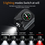 XPG Wrist Light for Outdoor Camping - Rechargeable LED Running Light with Compass and Watch for Survival and Adventure - Top-Down View