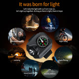 XPG Wrist Light for Outdoor Camping - Rechargeable LED Running Light with Compass and Watch for Survival and Adventure - 45-Degree Angle