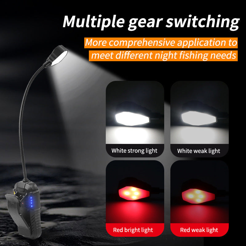 LED Sensor Clip-On Book Light - USB Rechargeable Multifunctional Work Light for Night Fishing and Reading