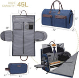Dark Blue 45L Garment Duffel Bag - Men's Travel Suit Bag - Carry On Weekender - Front View