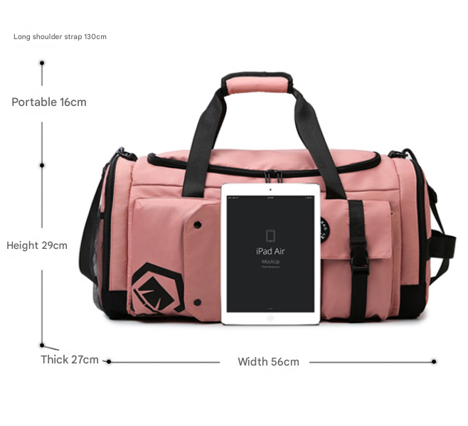 Black Capacity Travel Duffel Bag - Unisex - Multi-Color - 56x29x27cm