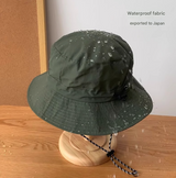 Khaki 2pcs Waterproof Bucket Hat - Foldable Outdoor Sun Hat - 55-59cm - with Chinstrap - Front View