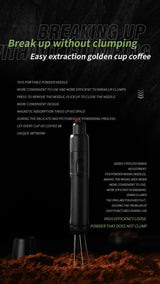 White Telescopic Magnetic Stainless Steel Coffee Tamper Needle - Espresso Powder Distributor - Front View