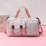 Grey-pink Holographic Gym Duffel Bag - Dry Wet Separation - Large Capacity