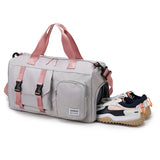 Grey-pink Holographic Gym Duffel Bag - Dry Wet Separation - Large Capacity - Front View