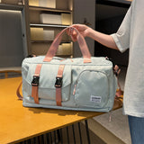 Green-pink Holographic Gym Duffel Bag - Dry Wet Separation - Large Capacity - Front View