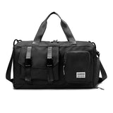 Black Holographic Gym Duffel Bag - Dry Wet Separation - Large Capacity