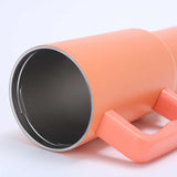 White 40oz Stainless Steel Tumbler with Handle & Straw - Large Capacity Car Cup - Side View