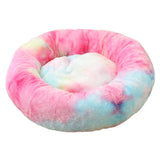 Multicolor 50cm Cozy Round Pet Bed - Plush Cat & Dog Bed with Non-Slip Base, Machine Washable