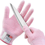 Pink 3-Pack Cut Resistant Gloves (Level 5 Protection) ??Pineapple Grip, Touchscreen Compatible, Food Safe for Kitchen, Butcher & Fish Cleaning ??One Size Fits Most
