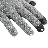 Grey 3-Pack Cut Resistant Gloves (Level 5 Protection) - Pineapple Grip, Touchscreen Compatible, Food Safe for Kitchen, Butcher & Fish Cleaning - One Size Fits Most