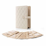 White Foldable Travel Jewelry Organizer - Velvet Zippered Case with Transparent Pages & Detachable Pouches
