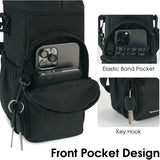 Black Insulated Cup Holder Bag with Adjustable Strap - Water Bottle Carrier with Lock Drawstring & Heatproof Handle - Side View