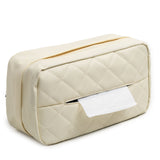 White 2-Pack Car Tissue Box Holder Set - Universal Sun Visor & Seat Back PU Leather Organizer