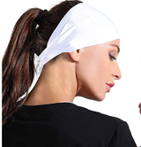 Camouflage Black 5-Pack Wide Sports Headbands for Women - Non-Slip Yoga Headwraps with Sweat-Wicking Fabric (88% Nylon+12% Spandex) - Front View