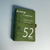 Green 52-week couple's savings challenge binder - 6-ring financial planner set (2 books)