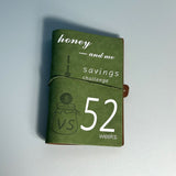 Green 52-week couple's savings challenge binder - 6-ring financial planner set (2 books)