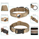 XL Orange Secure Nylon Dog Collar with Built-in Apple AirTag (not included) Holder Case - Pet Tracker Accessory - Top-Down View