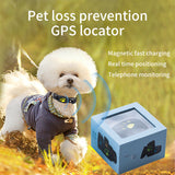 Blue Real-Time Pet GPS Tracker Locator - Magnetic Charging, Multi-Mode Positioning for Dogs & Cats - Front View