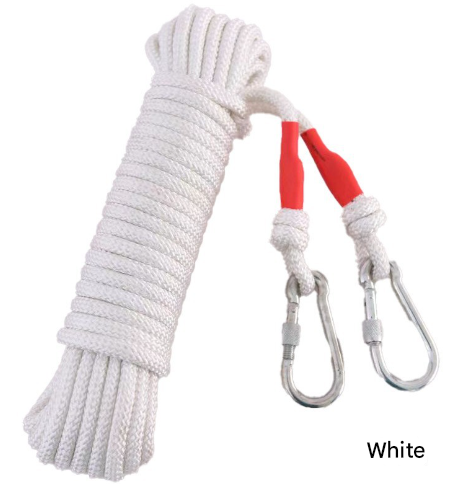 White Polyester (for home use) Without Wire Core Heavy Duty Adjustable Clothesline Set (2 Pack) - 10m Steel Wire Core Nylon Rope with Hooks for Outdoor & Camping