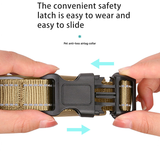 L Khaki Secure Nylon Dog Collar with Built-in Apple AirTag (not included) Holder Case - Pet Tracker Accessory - Rear View