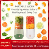 Green Compact Portable Blender - USB Rechargeable Mini Juicer Cup with 4 Blades