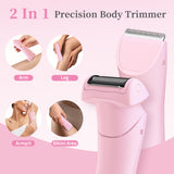 Pink 2-in Women's Electric Body & Bikini Trimmer Kit - Painless Ultra-Close Shaver - Front View
