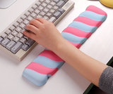 Blue 2PCS Ergonomic Wavy Keyboard Wrist Rest - Comfortable Typing Support Cushion - Front View