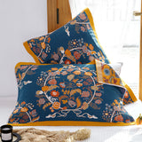 Single Blue Fontainebleau Pillow Towel Premium Cotton Gauze Pillow Towel Pair - Simple Nordic Style (52x75cm)