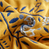 Single Yellow Floral Pillow Towel Premium Cotton Gauze Pillow Towel Pair - Simple Nordic Style (52x75cm) - Front View