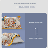 Single Yellow Floral Pillow Towel Premium Cotton Gauze Pillow Towel Pair - Simple Nordic Style (52x75cm) - Side View